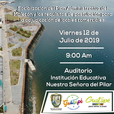 Socialización del Plan Administrativo del Malecón y los requisitos de postulación para la adjudicación de locales comerciales.