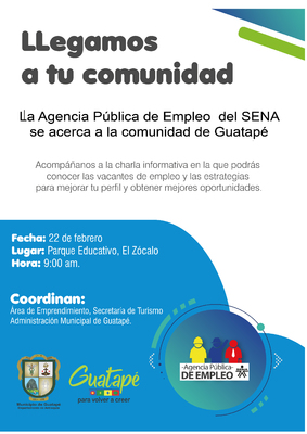 La agencia pública de empleo del  SENA se acerca al municipio de Guatapé.