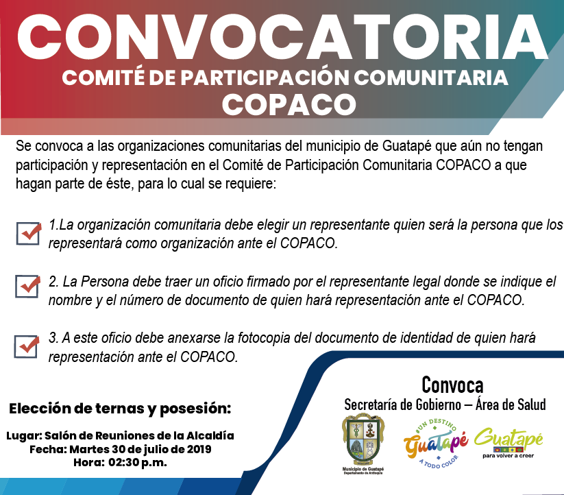 Convocatoria Comité De Participación Comunitaria - COPACO