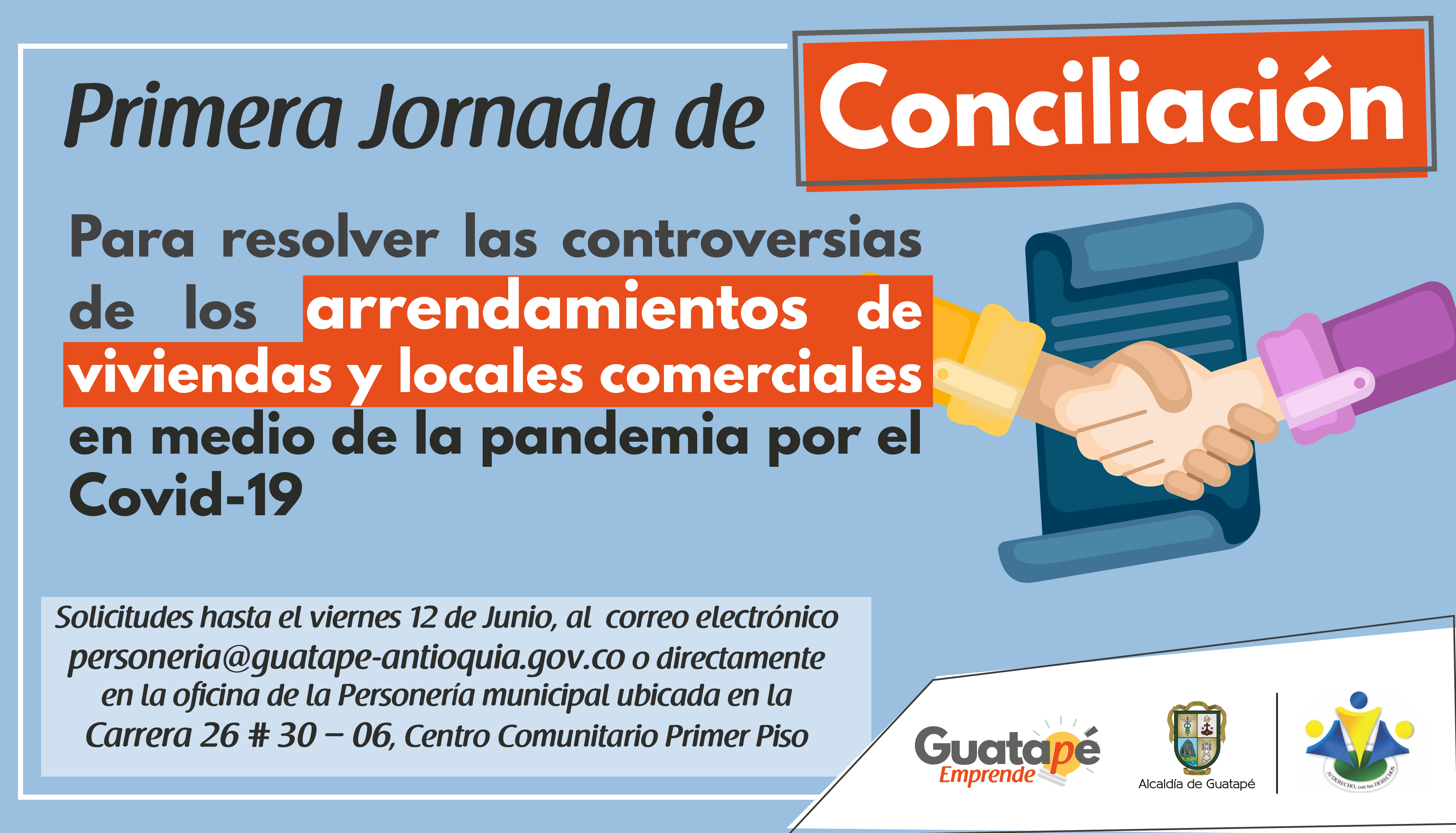 La Personería Municipal de Guatapé realizará la primera jornada de conciliación.